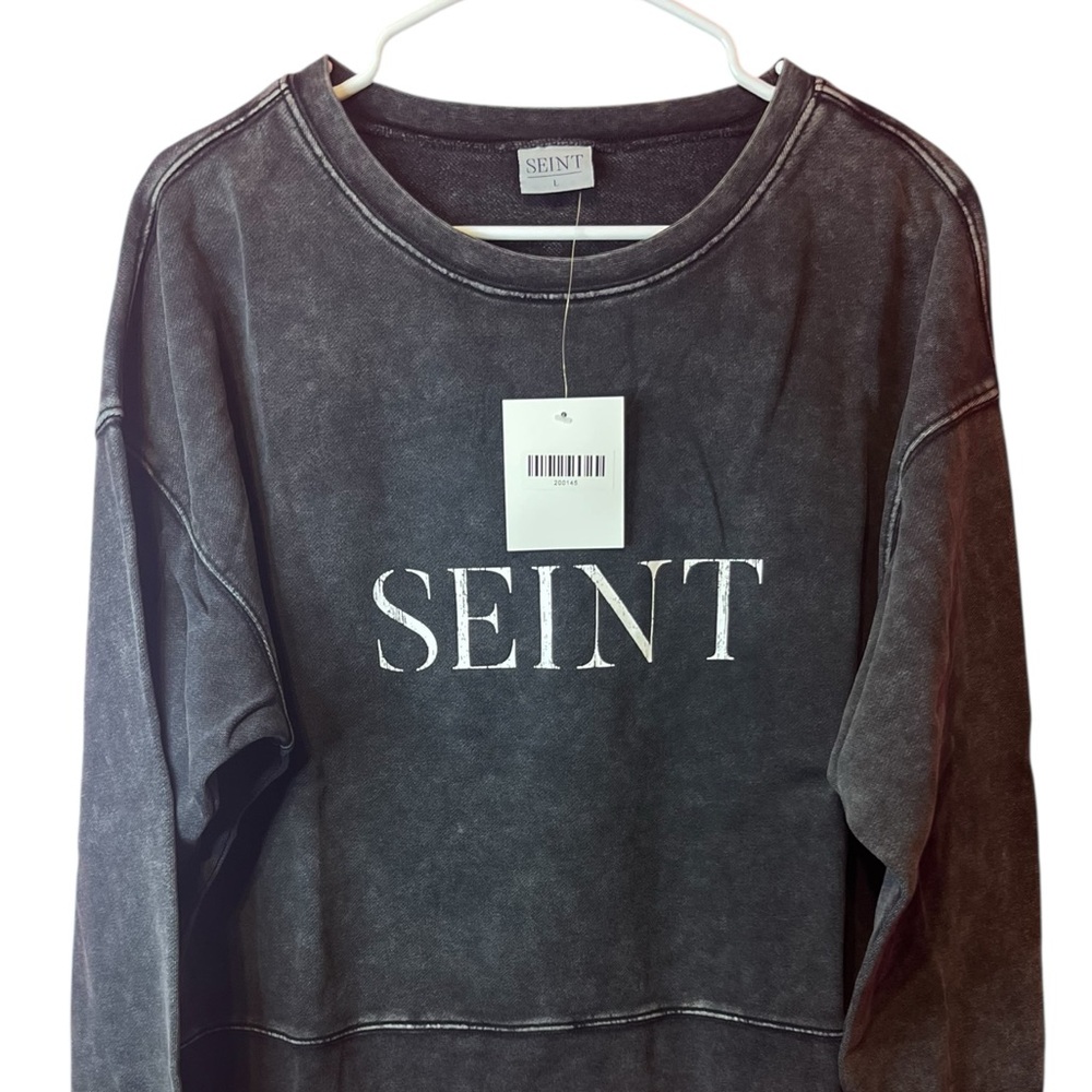 SEINT Black Washed Crewneck Sweatshirt